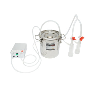 Mungitrice con 1 stazione e fusto in acciaio inox da 5 litri per capre, pecore