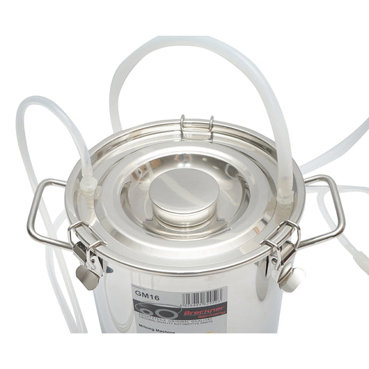 Mungitrice con 1 stazione e fusto in acciaio inox da 5 litri per capre, pecore