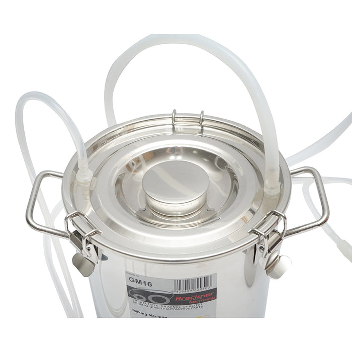 Mungitrice con 1 stazione e fusto in acciaio inox da 5 litri per capre, pecore