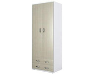 ARMADIO A 2 ANTE CON CASSETTI BIANCO/OLMO NOBILITATO MELAMINICO CM.80x52xH170