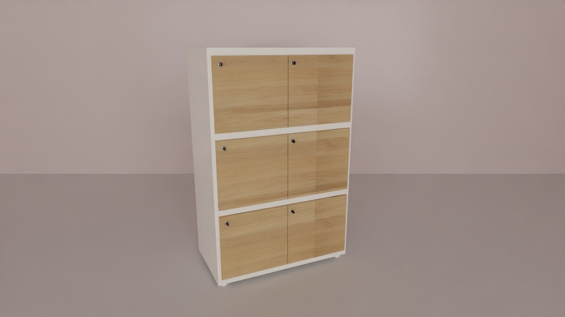 Armadio casellario in melaminico con struttura bianca e 6 ante con colori a scelta cm. 102,7x55x156,4h