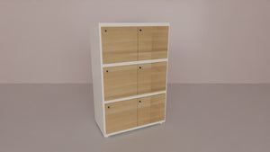 Armadio casellario in melaminico con struttura bianca e 6 ante con colori a scelta cm. 102,7x55x156,4h