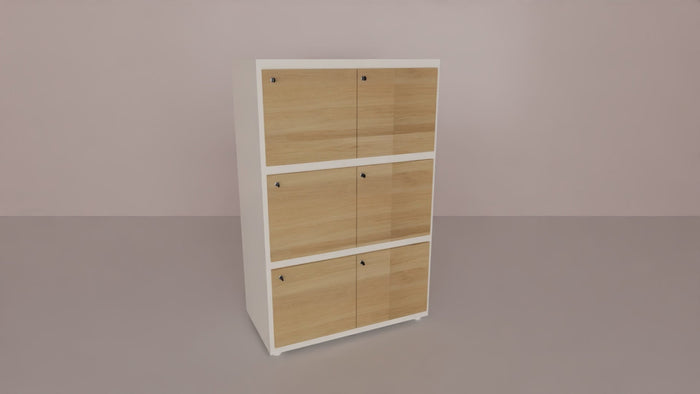 Armadio casellario in melaminico con struttura bianca e 6 ante con colori a scelta cm. 102,7x55x156,4h