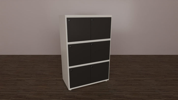 Armadio casellario in melaminico con struttura bianca e 6 ante con colori a scelta cm. 102,7x55x156,4h