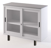 Armadio con top in melaminico e ante scorrevoli in vetro su gambette cm. 120x45x99H