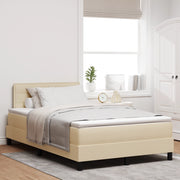 Letto con Box Spring e Materasso & LED Crema 120x200 cm Tessuto
