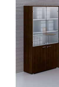Armadio in legno ad ante battenti in vetro per ufficio cm. 90x33,7x194,4h