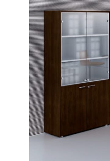 Armadio in legno ad ante battenti in vetro per ufficio cm. 90x33,7x194,4h