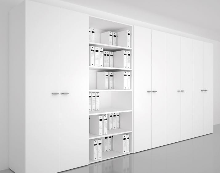 Armadio in legno ad ante battenti in vetro per ufficio cm. 90x33,7x194,4h