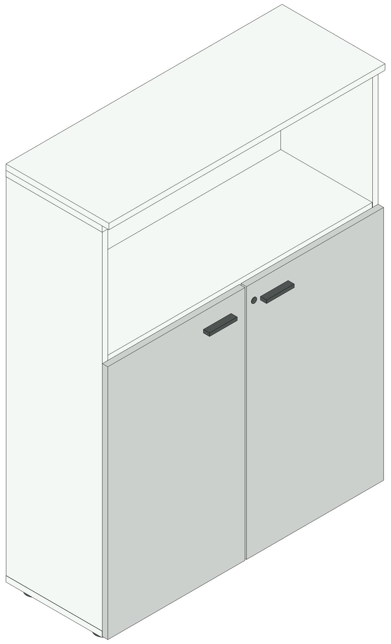 Armadio in legno ad ante battenti per ufficio cm. 90x33,7x117,6h