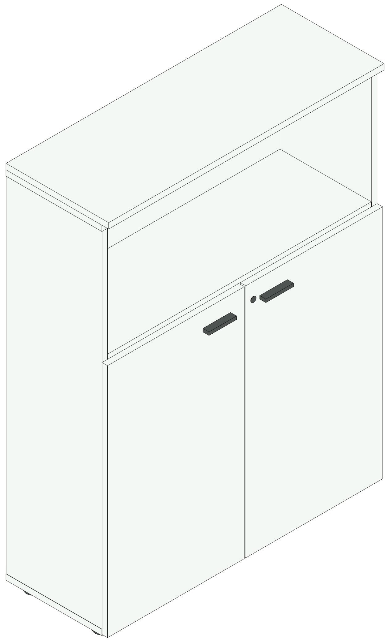 Armadio in legno ad ante battenti per ufficio cm. 90x33,7x117,6h