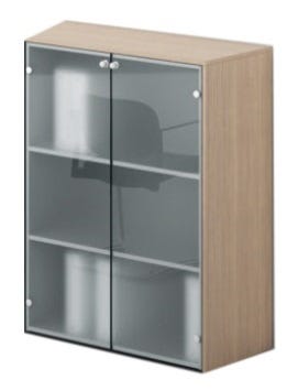 Armadio in melaminico con ante in vetro e 2 ripiani cm. 90x33,7x117,6h