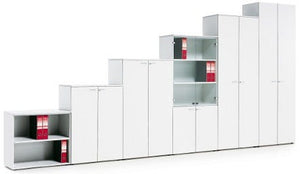 Armadio in melaminico con ante in vetro e 2 ripiani cm. 90x33,7x117,6h