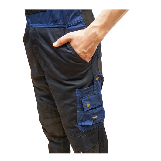 Pantaloni da lavoro con pettorina, tuta in poliestere e cotone, blu navy, taglia L Breckner Germany