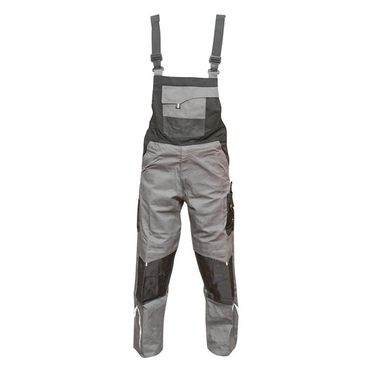 Pantaloni da lavoro con pettorina, tuta in poliestere e cotone, grigi e neri, taglia M Breckner Germany.