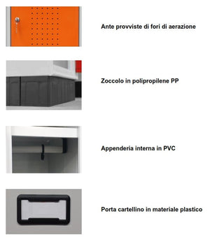 Armadio metallico a 6 posti con ante sovrapposte cm. 120x50x175h