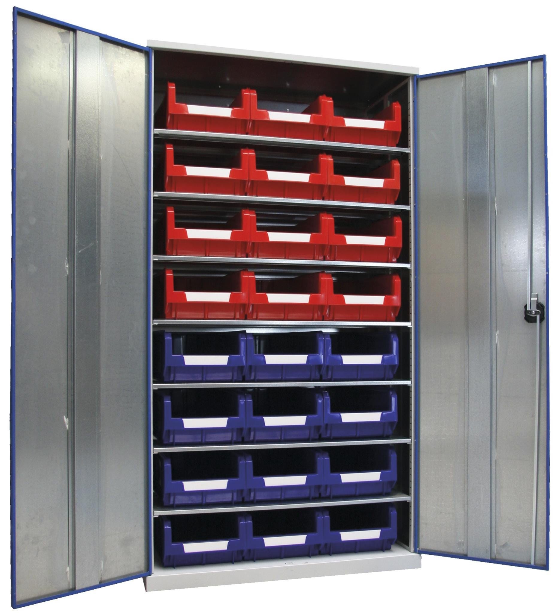 Armadio metallico con contenitori e piani regolabili cm. 100x52x195h