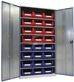 Armadio metallico con contenitori e piani regolabili cm. 100x52x195h