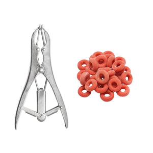 Pinza per castrazione bestiame con 100 anelli Pinza per castrazione per animali con 100 anelli in gomma