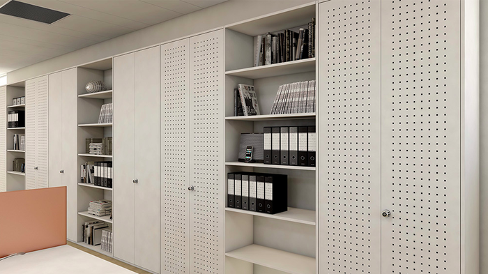Armadio per archiviazione documenti da ufficio con ante forate cm. 120x37,5x200H