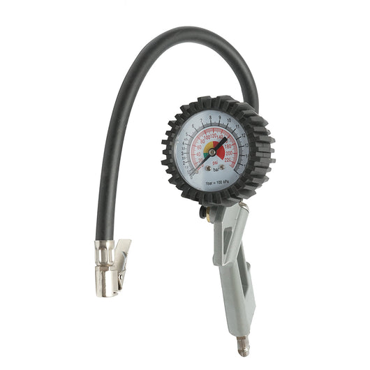 Pistola professionale per gonfiaggio pneumatici con tubo da 340 mm e manometro meccanico 0–16 bar