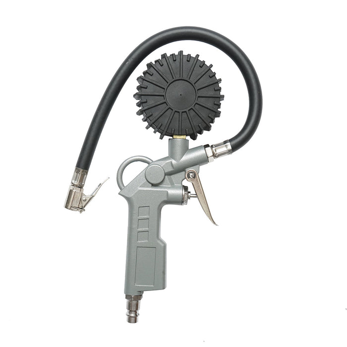 Pistola professionale per gonfiaggio pneumatici con tubo da 350 mm e manometro meccanico 0–16 bar