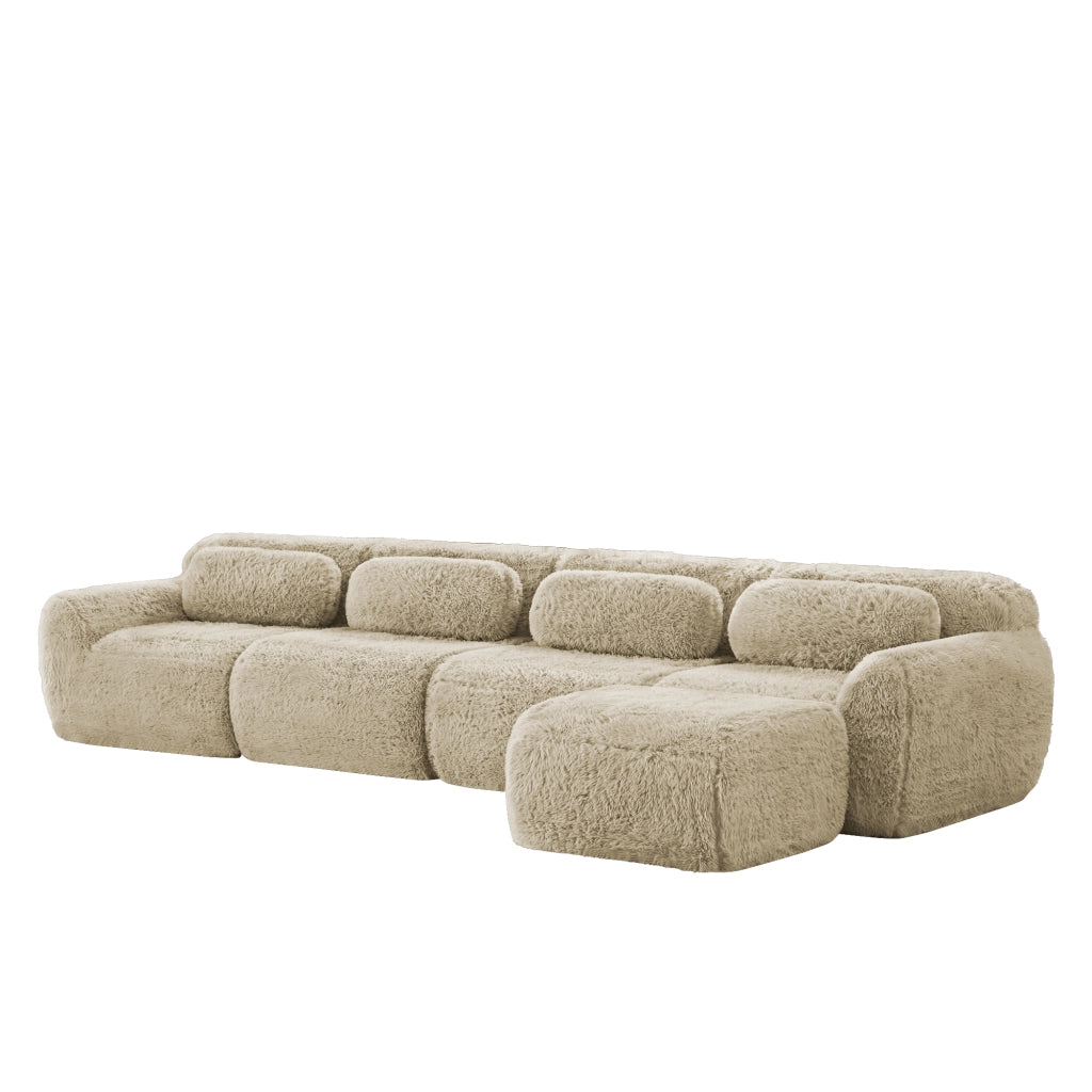 Sofa modulare a 4 posti a forma di L - Zephmum - Tessuto premium, schiuma elastica, senza montaggio