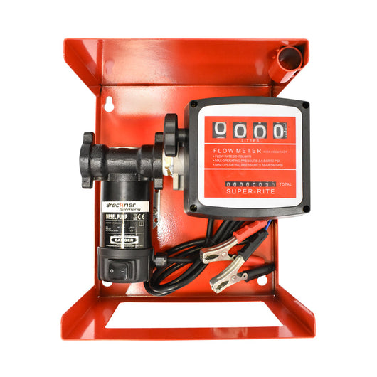 Pompa di trasferimento gasolio 24V, Portata 55 L/min con contatore, Tubo di aspirazione da 1,5 m, Tubo da 4 m e Pistola