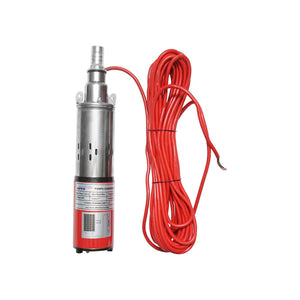 Pompa d’acqua sommersa per pannello solare 24V/250W, 50m Altezza Max, 1.5m3/h, 25L/min, Tubo 25mm, 350x80mm