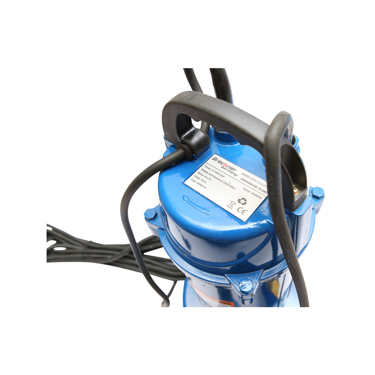 Pompa per acqua sporca, drenaggio sommerso con galleggiante 750W, 133L/min, profondità 29m, 220V, QDX1.5-32-0.75F Breckner Germany