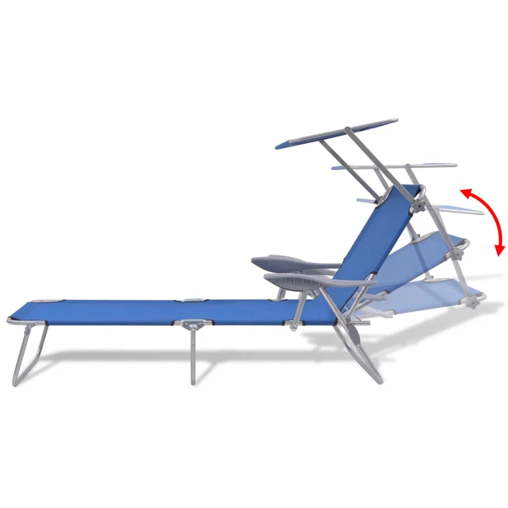 Lettino prendisole sedia a sdraio lettino prendisole letto da giardino mobili da esterno per patio con tettoia in acciaio blu 02_0012263