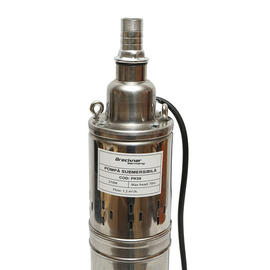 Pompa sommersa 370W 220V, D100mm, 20 l/min, 1.2 m³/h, H70m, motore asciutto 2860 rpm 4QGD1.2-50-0.37 Breckner Germany