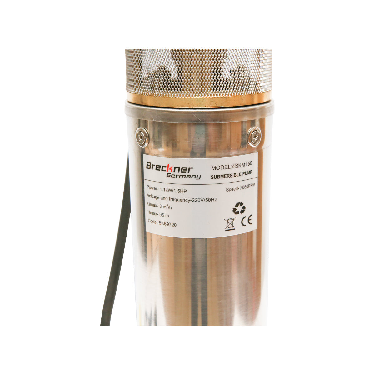 Pompa sommersa 4 pollici, 1100W, 50l/min profondità 89m, 220V con pannello di controllo 4SKM150 Breckner Germany