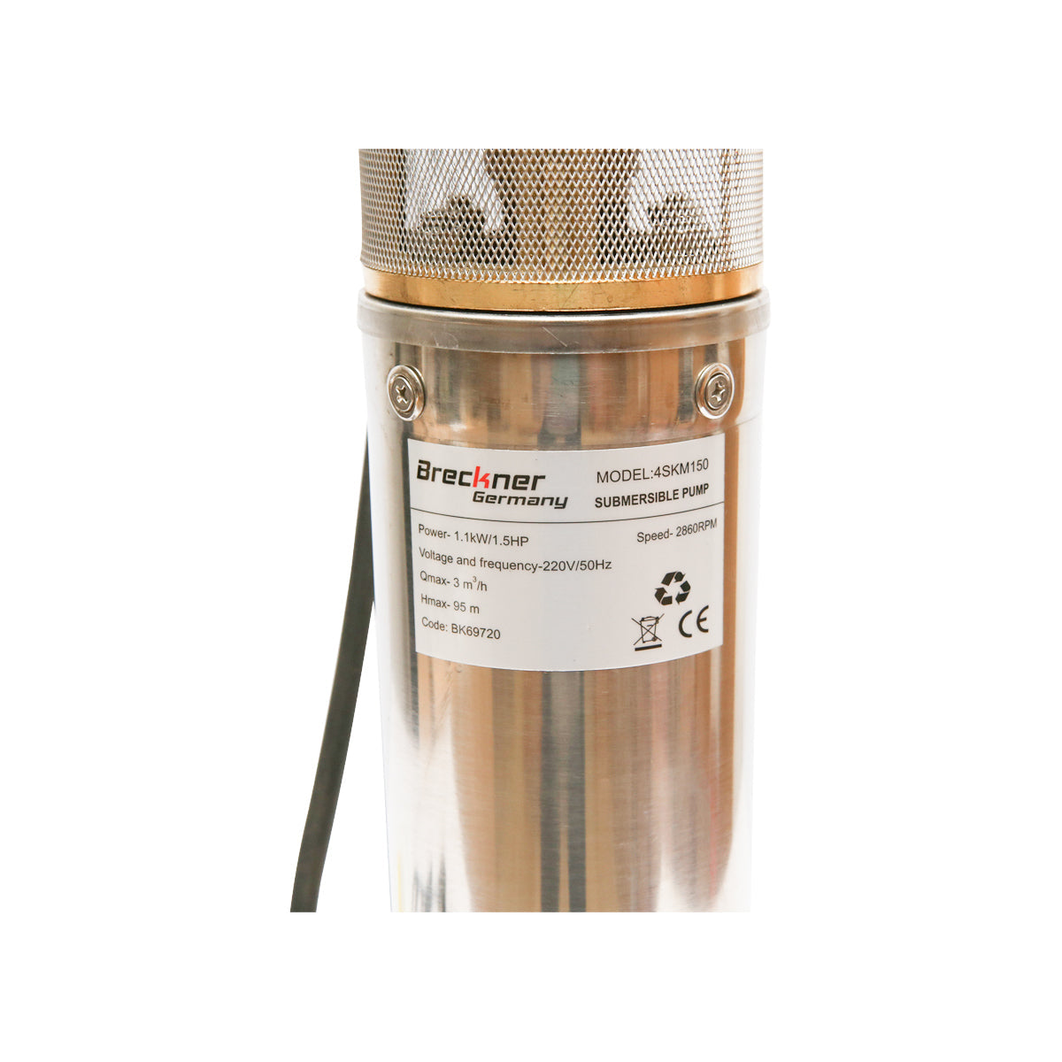 Pompa sommersa D100mm, 50l/min H50m, 220V, 750W con pannello di controllo 4SKM100 Breckner Germany.