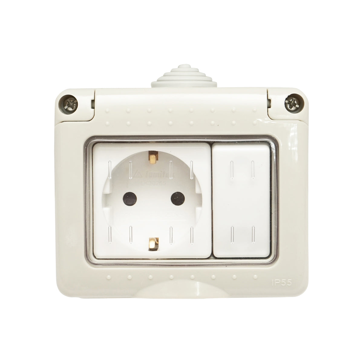 Presa schuko 16A, 250V e interruttore 10 AX, 250V IP 55