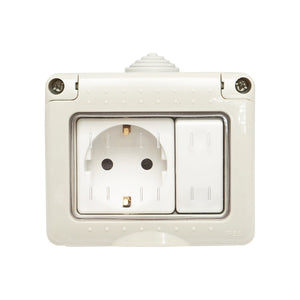 Presa schuko 16A, 250V e interruttore 10 AX, 250V IP 55