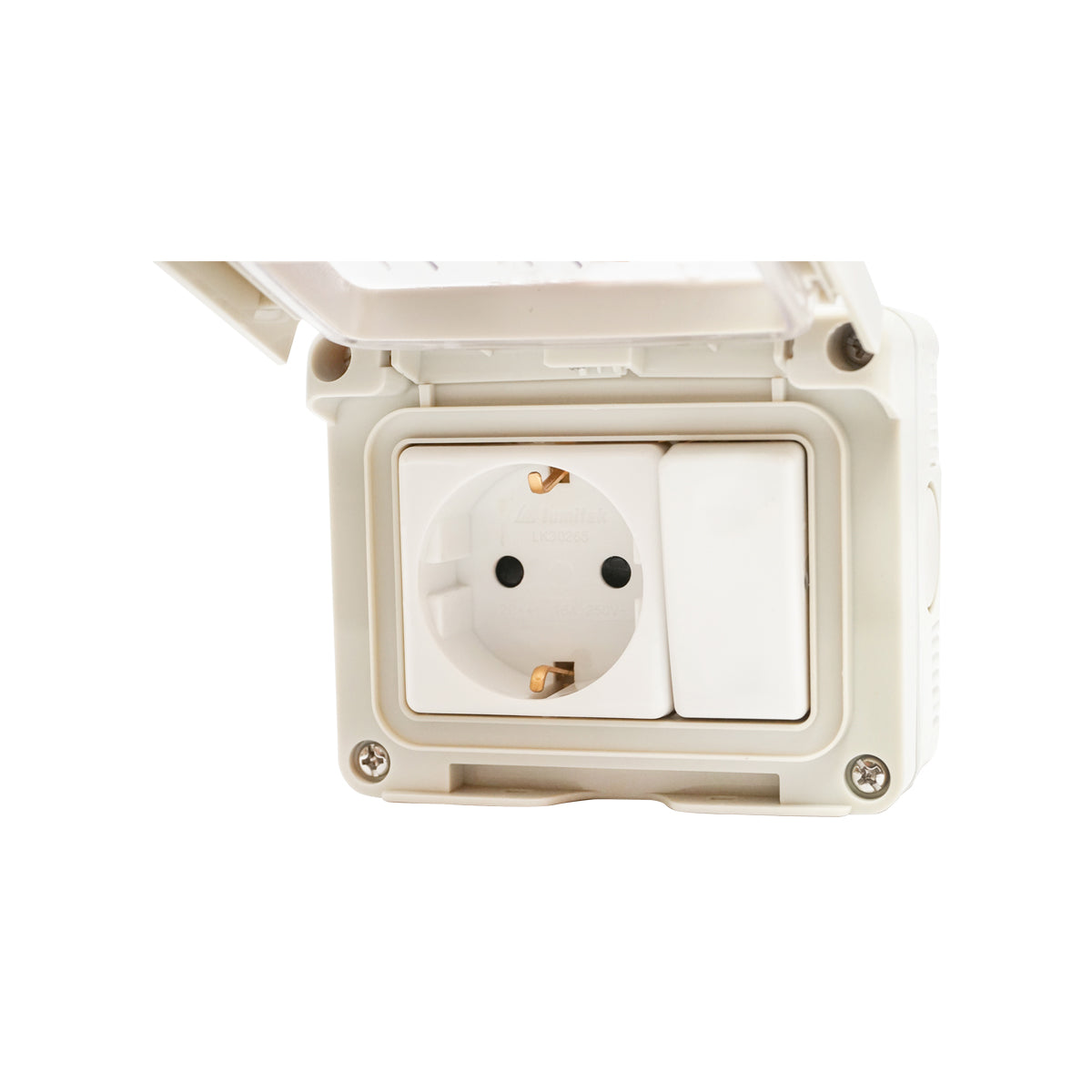 Presa schuko 16A, 250V e interruttore 10 AX, 250V IP 55