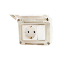 Presa schuko 16A, 250V e interruttore 10 AX, 250V IP 55