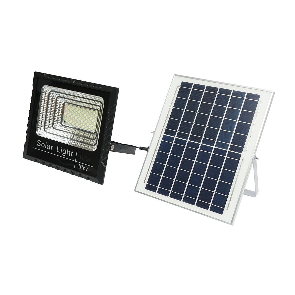 Proiettore led 100W con pannello solare 15W, batteria 1800mAh e telecomando IP67