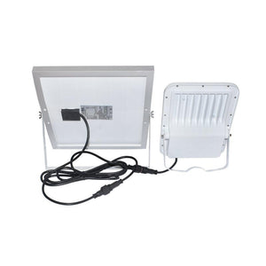 Proiettore LED da 100W con pannello solare policristallino da 12W, telecomando e batteria inclusa