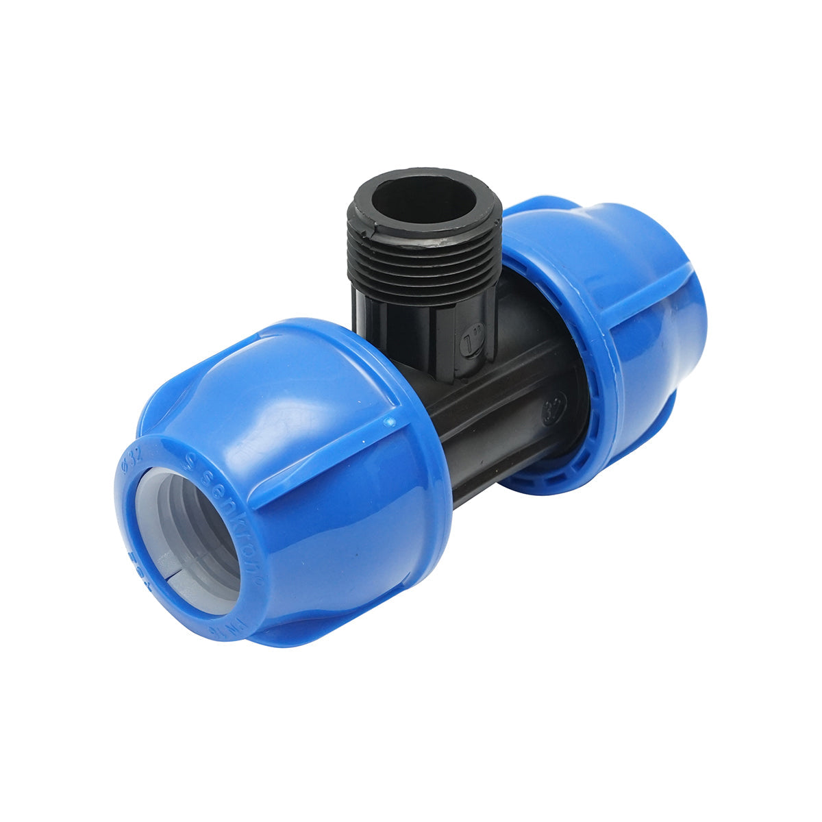 Quadrato a T di compressione con filettatura esterna maschio a 90 gradi D32x32mmx1, PN16 bar per sistemi di irrigazione