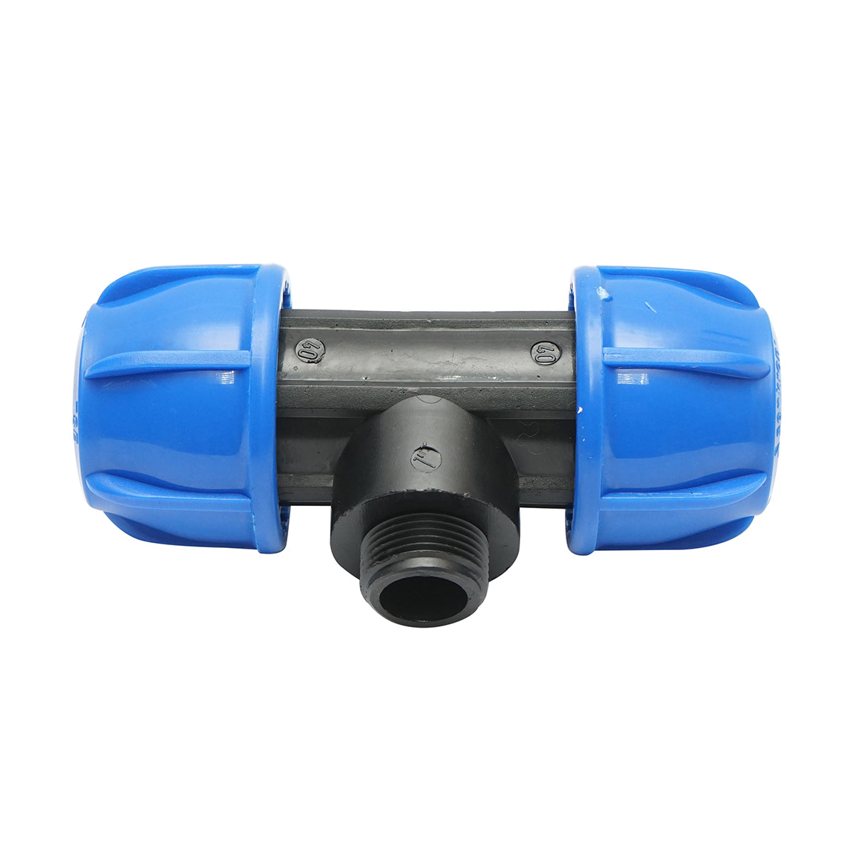 Quadrato a T di compressione con filettatura esterna maschio a 90 gradi D40x40mmx1, PN16 bar per sistemi di irrigazione