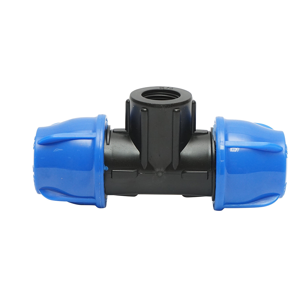 Quadrato a T di compressione con filettatura interna femmina a 90 gradi D25x25mmx1/2, PN16 bar per sistemi di irrigazione