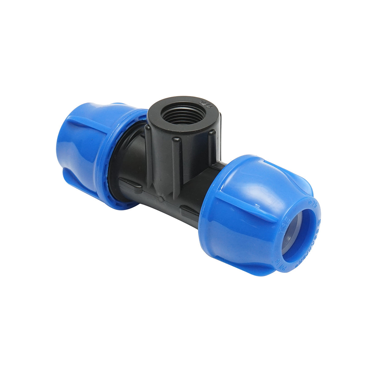 Quadrato a T di compressione con filettatura interna femmina a 90 gradi D25x25mmx1/2, PN16 bar per sistemi di irrigazione