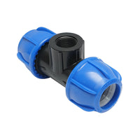 Quadrato a T di compressione con filettatura interna femmina a 90 gradi D25x25mmx1/2, PN16 bar per sistemi di irrigazione