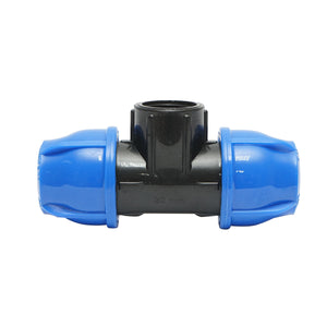 Quadrato a T di compressione con filettatura interna femmina a 90 gradi D32x32mmx1, PN16 bar per sistemi di irrigazione