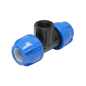 Quadrato a T di compressione con filettatura interna femmina a 90 gradi D32x32mmx1, PN16 bar per sistemi di irrigazione