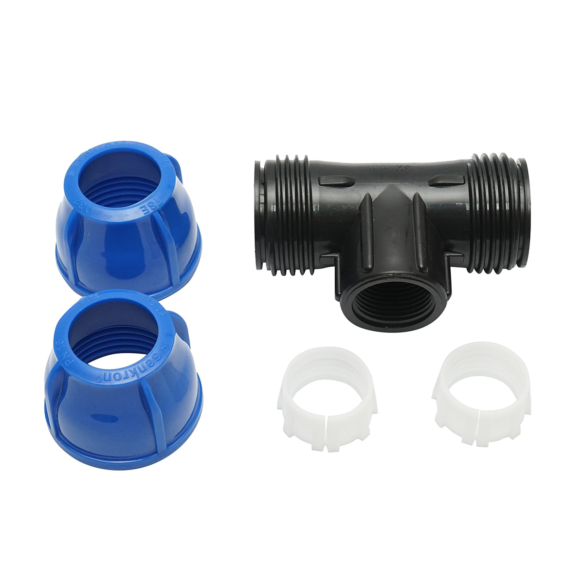 Quadrato a T di compressione con filettatura interna femmina a 90 gradi D32x32mmx1, PN16 bar per sistemi di irrigazione