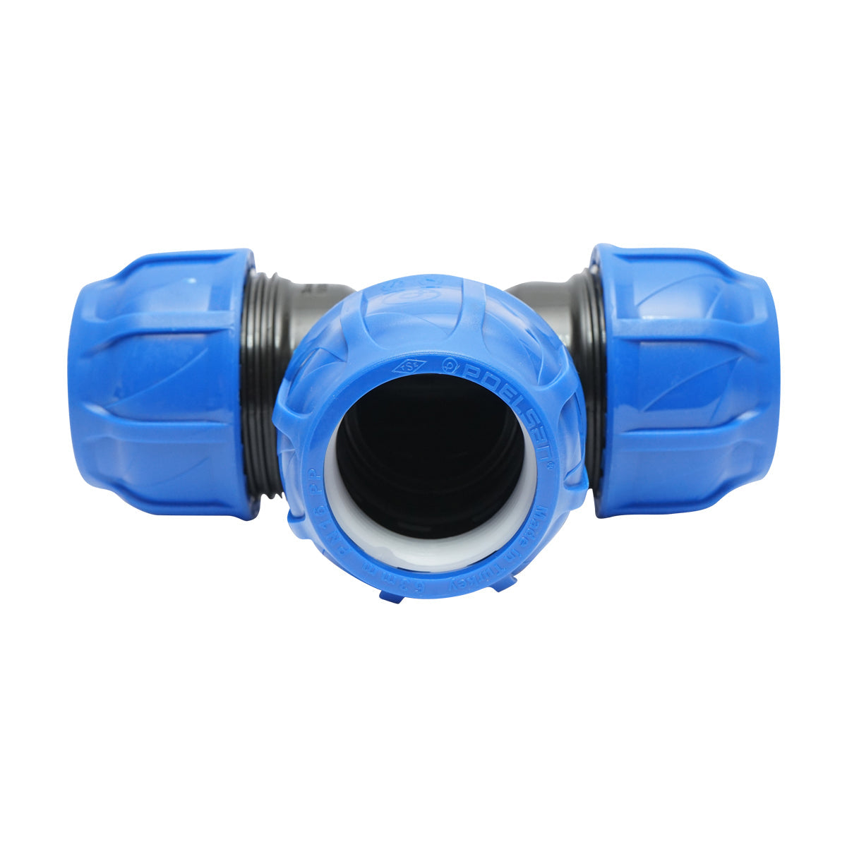 Quadrato a T di compressione uguale D63x63x63mm PN16 PEHD.