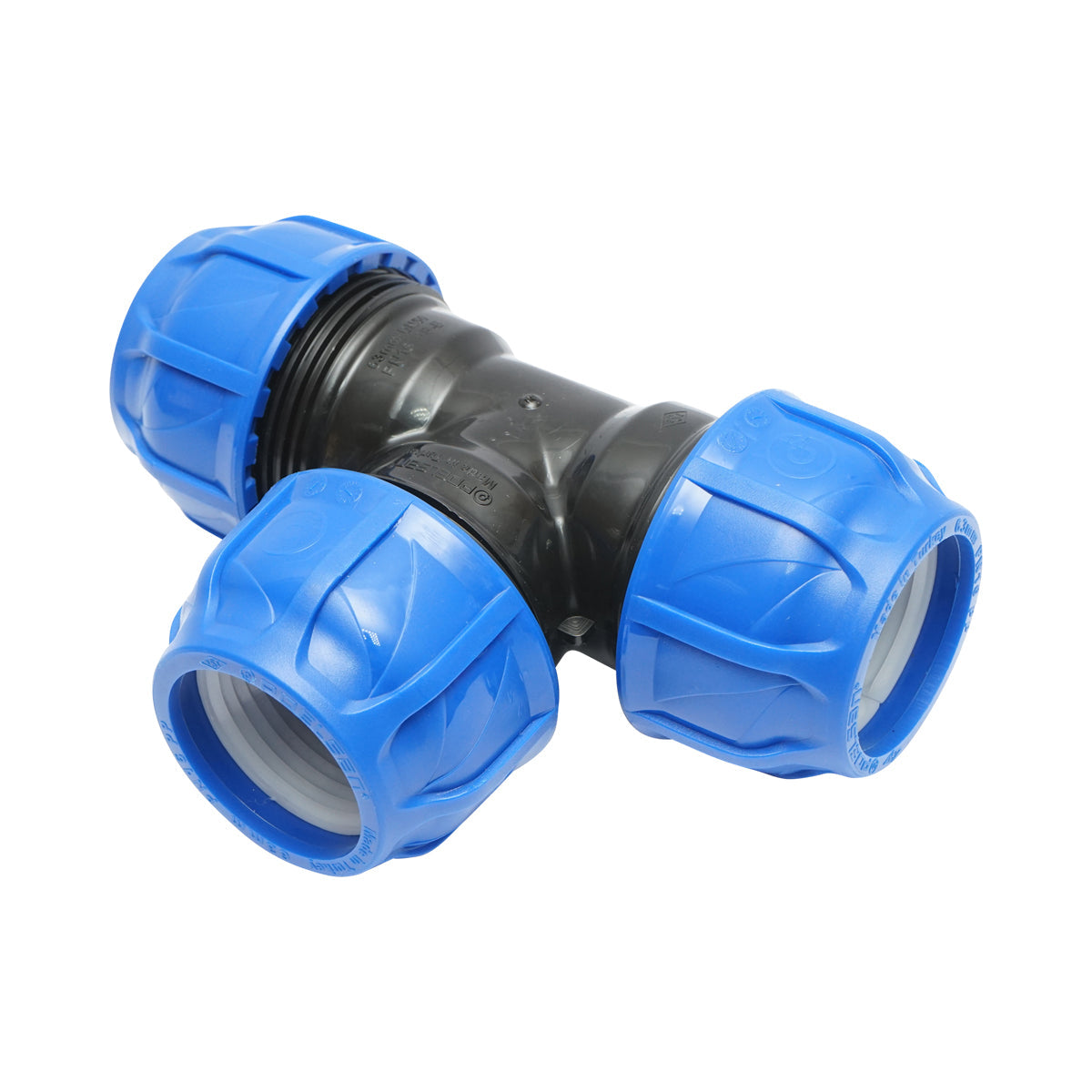 Quadrato a T di compressione uguale D63x63x63mm PN16 PEHD.